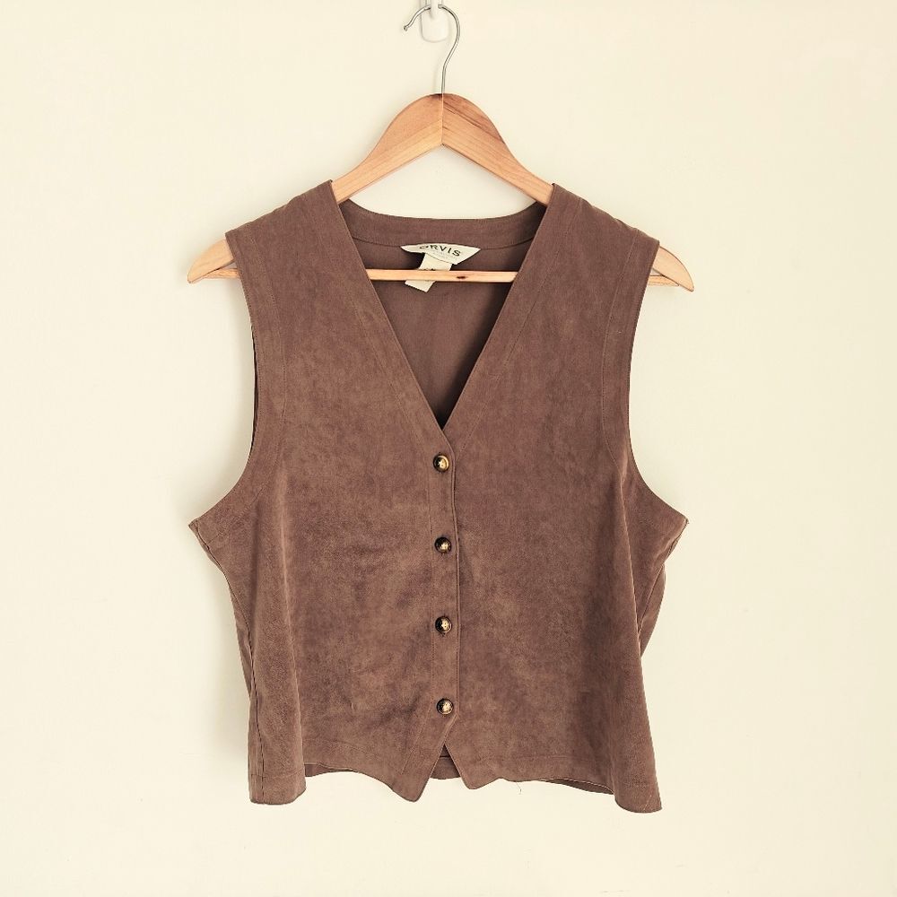 Orvis Faux Suede Brown Vest Size Medium